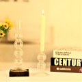 Ribbed Ball Conjoined Home Decor Glass Candlestick Holder