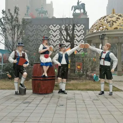 Happy celebrate statue fiberglass red wine sculpture