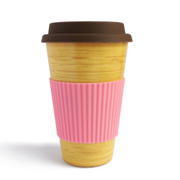 Factory Sale Eco Friendly Biodegradable Bamboo Fiber Reusable  Travel Coffee Mug Tumbler Cup With Sleeve And Lid