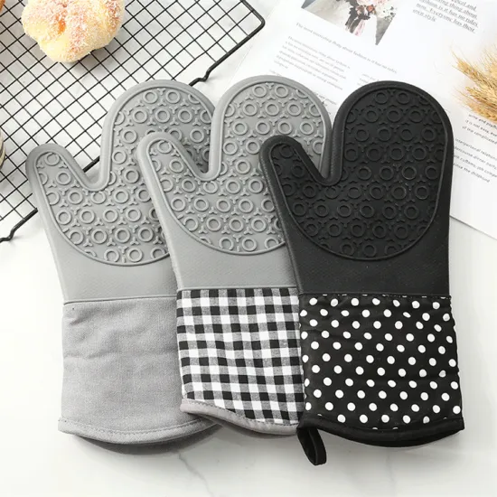 Hot Sale Heat Resistant Silicone Cotton Oven Mitts & BBQ Grill Gloves