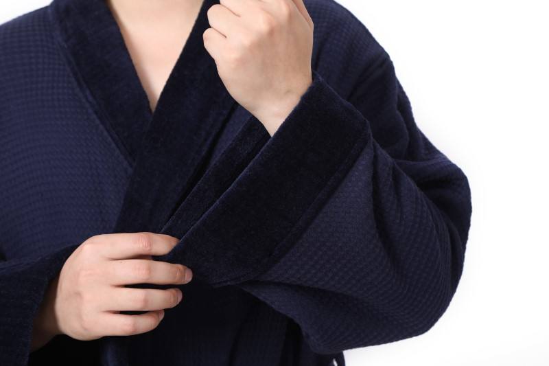 Cotton Velour Spa Robe Lapel Thick Bathrobe