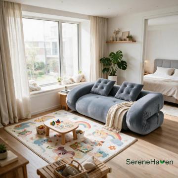 Chenille Buckle Convertible Sofa Bed Vacuum Compressed