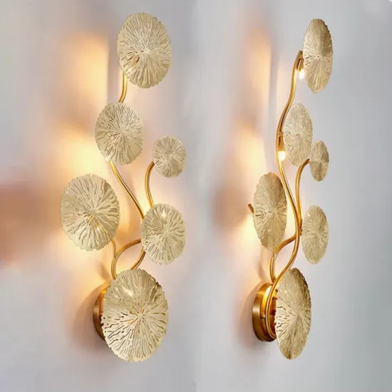 6pcs Modern LED Wall Lamp with Metal Carved Lotus Leaf Design for Living Room, Dining Room, Bedroom, and Corridor
