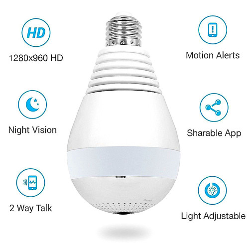 360 Degree View Angle Bulb Wifi IP Camera