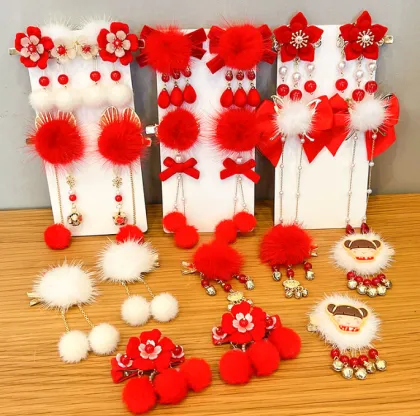 Traditional Chinese Children's Hanfu Accessories: Hair Clips, Headdresses, and Fringes