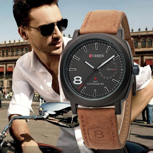 curren quartz watch bezel insert with sub-dial design