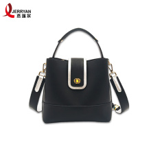 Black Bucket Tote Crossbody Bag with Zipper