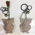 Mùa xuân màu bạc kiểu cú Keyring nhung Tassel Keychain