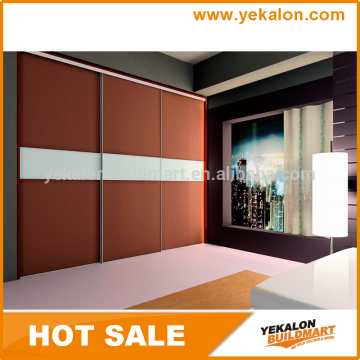 Painting glass door wardrobe with aluminum frame tempered glass sliding door closet