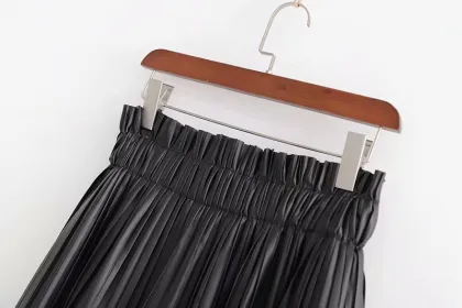 Pleated PU Leather Mini Skirt