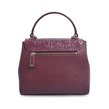 Embossed Floral Wine Leather Art Handcrafted Tooled bag
