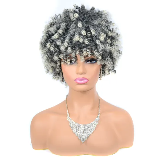 Cheap Price African 6 Inch Short Kinky Curly Synthetic Wigs For Black Women Wig Braiding Afro Puff  Bob Wig Hair