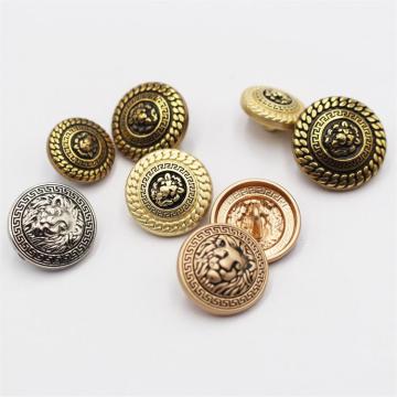 Toptan Kabartmalı Altın Aslan Kafa Metal Düğmeleri - Erkekler Blazer Dikiş için Yuvarlak Şey
