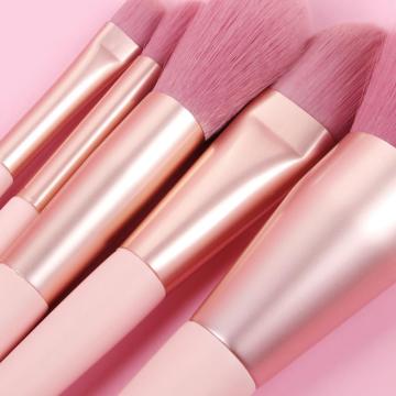 Charmants pinceaux de maquillage rose avec sac en PU