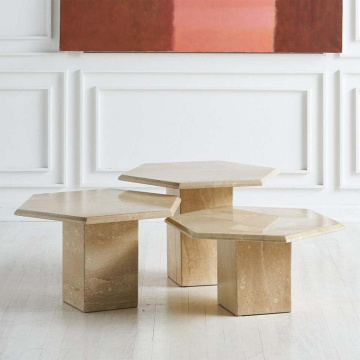Table d&#39;appoint de salon en pierre naturelle hexagonale moderne