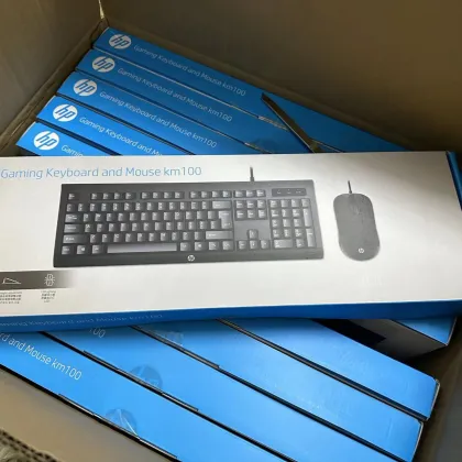 HP KM100 Wired Keyboard and Mouse Set - LED Waterproof Combo for Desktop and Laptop