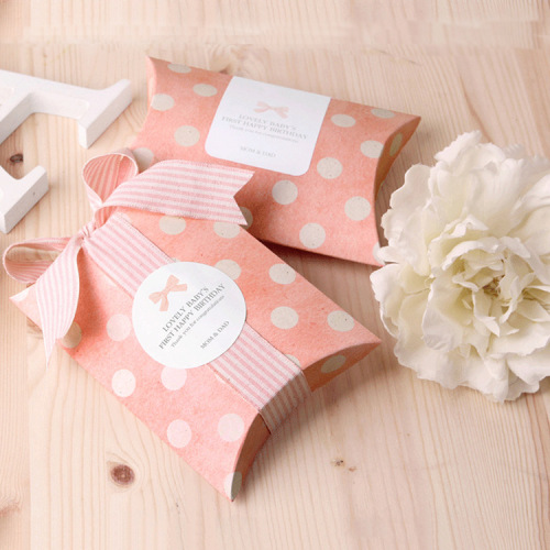Caja de almohada de empaquetado de papel colorido personalizado delicado