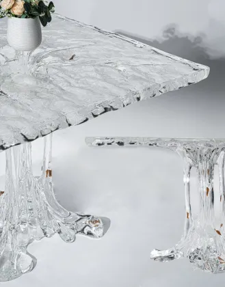Transparent Brook Square Crystal Side Table