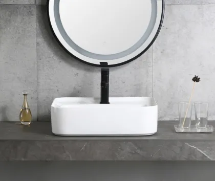 Luxury Restaurant White Ceramic Rectangular Washbasin