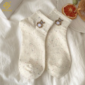 Teddy Bear Dot Yarn Short Socks 통기성 보트 양말의 한국어 버전