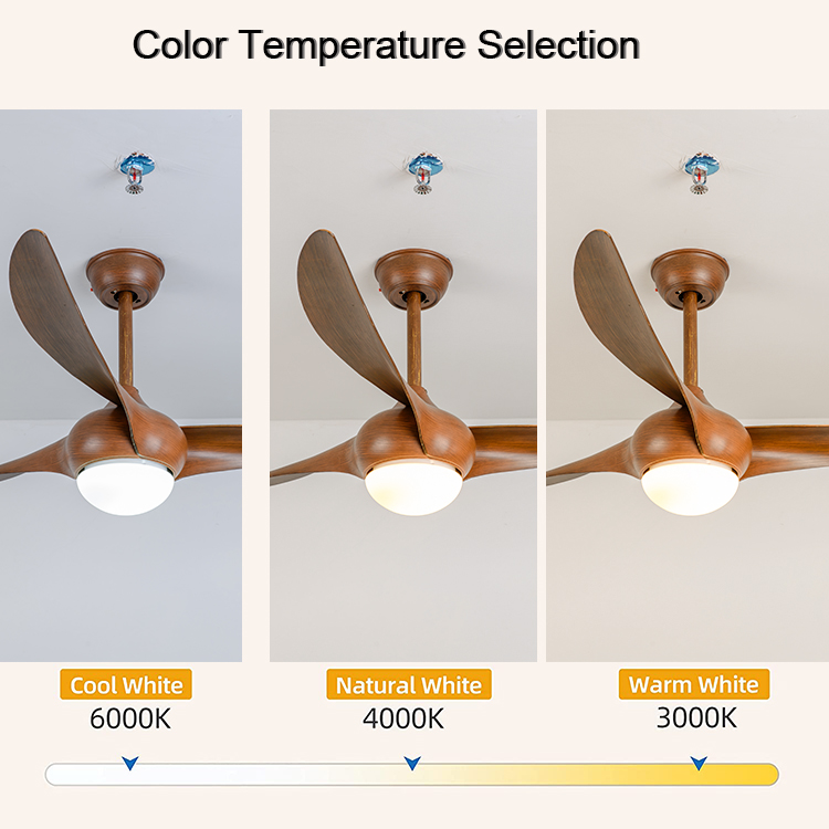 Kinds of Wooden smart WiFi ceiling fan with light, Wholesale Wooden