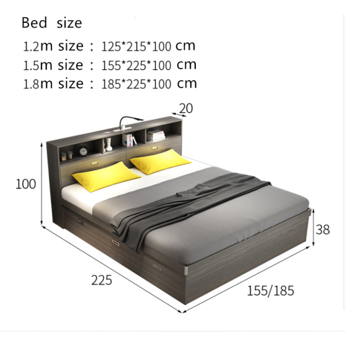 Cheap wood bed with storage and drawers