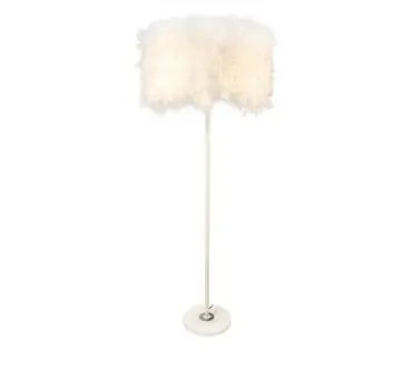 White feather lampshade elegant floor lamp