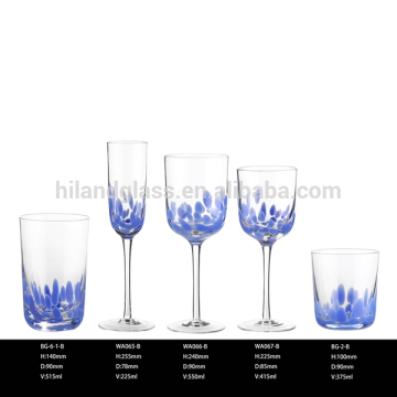 2016 new handmade wholesale high quality blue decorative wine glass
