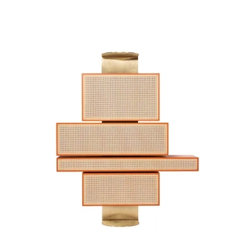 Modern Simplistic Light Luxury Cube Storage Cabinet with Rattan Weaving