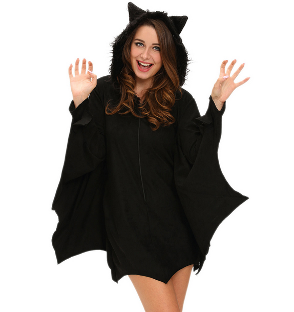 black bat zipper costume for women on halloween party