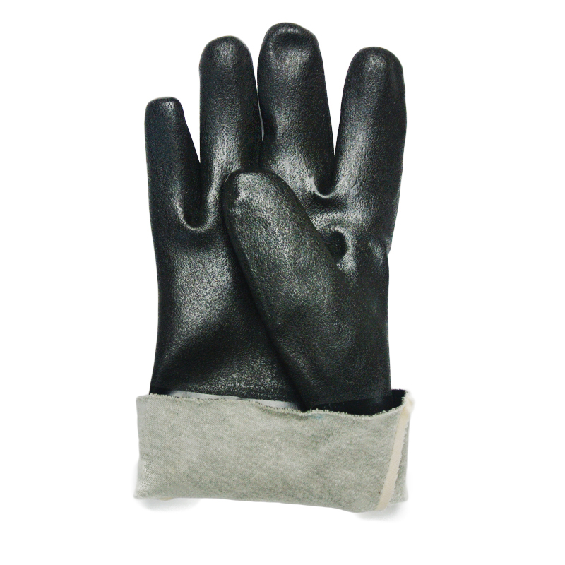 ブラックPVC浸漬砂質仕上げ作業用手袋