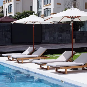 Teak Garden Chaise Lounge Chair for Outdoor Pool Beach Sunbed Furniture