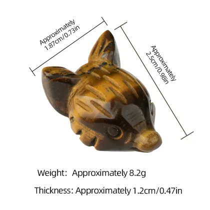 Gemstone Engraved Fox Head Pendant Ornament Natural Stone 1.0Inch Fox Head Handmade Craved Animal Ornament