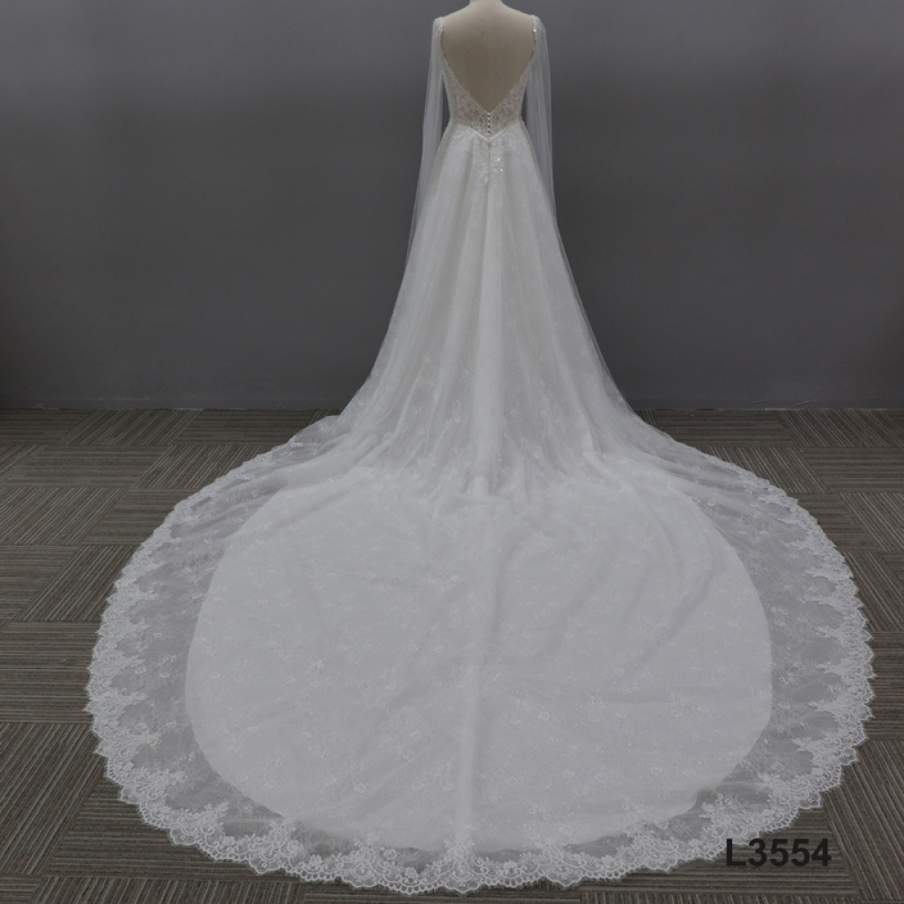 2021luxury lace long sleeve mermaid sexy wedding dress custom backless Ivory tulle wedding dress