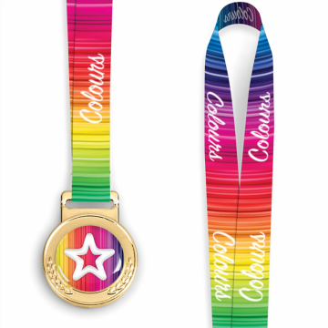 High quality polished rainbow ribbon star medal