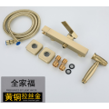 Toilet Brass Brushed Handheld Bidet Spray Shattaf + Hot & Cold Water Valve Mixer with Holder sprayer Jet Tap Douche kit
