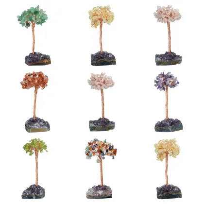 Raw Amethyst Raw Stone Copper Tree Amethyst Cluster Base Ornament
