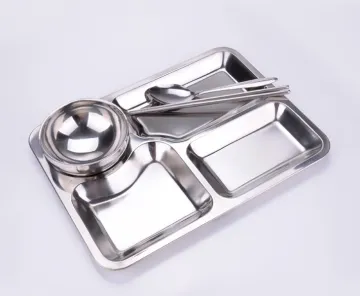 Four Compartment Stainless Steel Plate