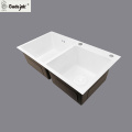 White Double Bowl Top-mount Stainless Steel Kitchen Sink