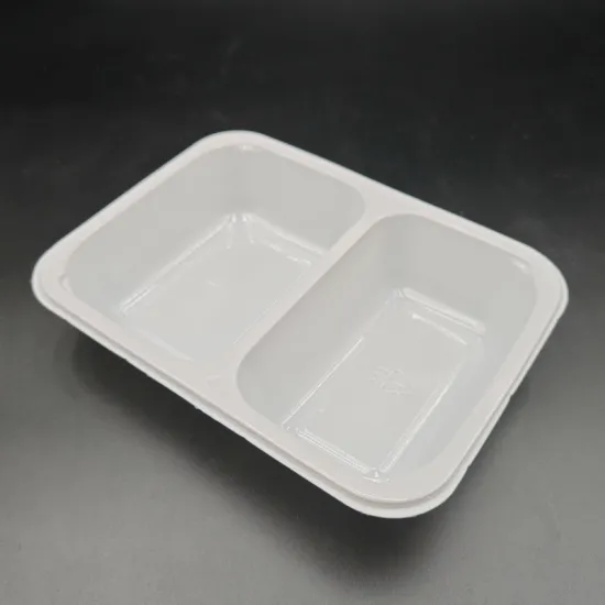 white CPET food tray black lunch box