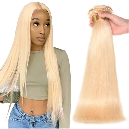 XCCOCO Full Cuticle Wholesale Grade 10A Peruvian Human Hair, 100% Thick Bottom 613# Blonde Straight Virgin Peruvian Hair