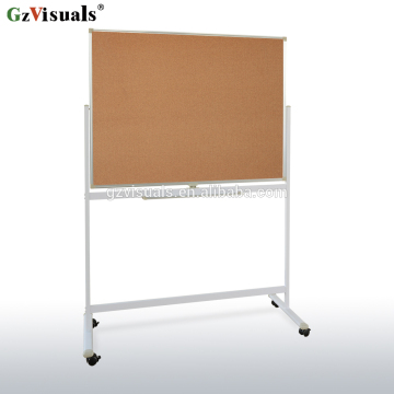 Aluminum Frame Mobile Reversible Bulletin Board Free Standing Double-Sided Cork Board