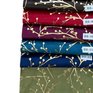 Golden Branch Print Velvet Fabric