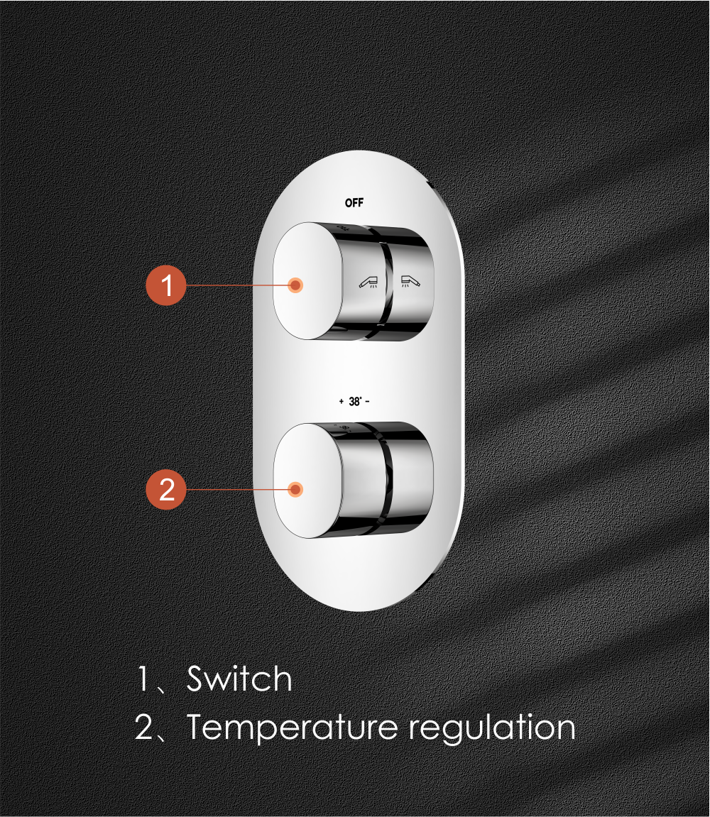 3 fonctions Valve d'interrupteur de douche rond thermostatique