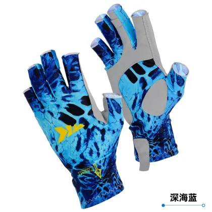 Polyester Sun Protection UV-Protective Snug-Fitting Fishing Fingerless Gloves