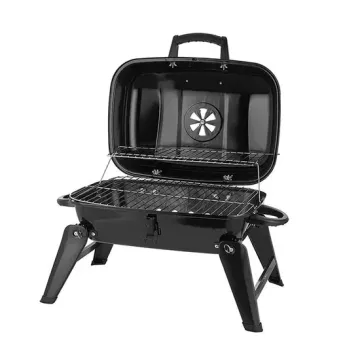 18 Inch Stainless Steel Suitcase-Style Smoker Portable Folding Table Top Grill