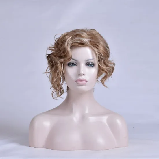 Use high-quality wavy synthetic bobo wig and fringe short wavy blonde wig for women's heat-resistant synthetic wigs