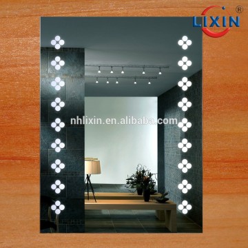 Wall mounted installation hotel used illuminated bathroom mirror, frosted and polished, CE IP54 ROHS UL