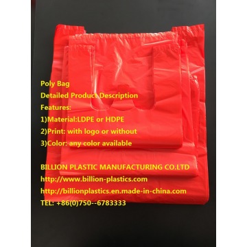 HDPE T-Shirt Vest Compostable Trash Flat Poly Bags on Rolls