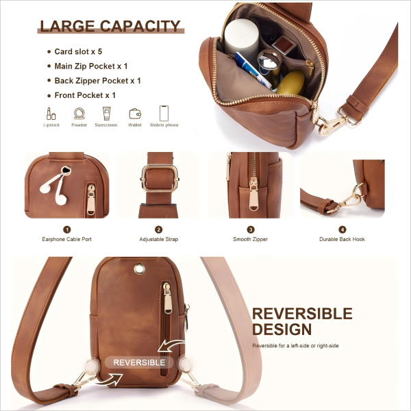 Trendy Single Shoulder Crossbody Bag with Zipper